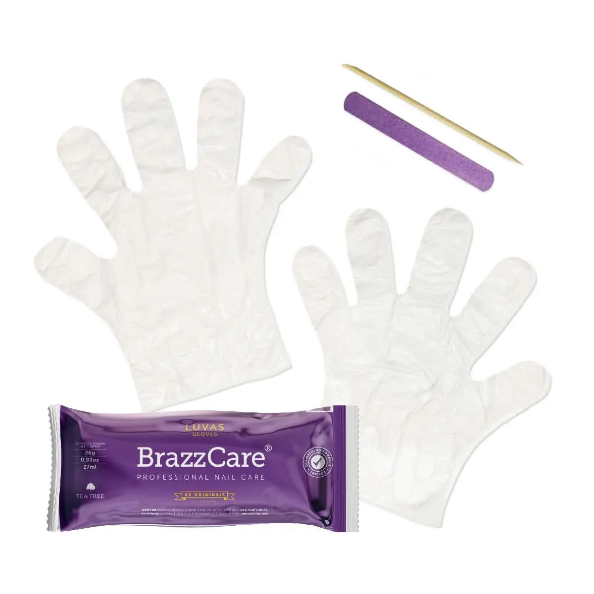 BrazzCare BalbCare Gants Gloves Manucure Brésilienne inclus 1 Lime et Bâtonnet OCIBEL