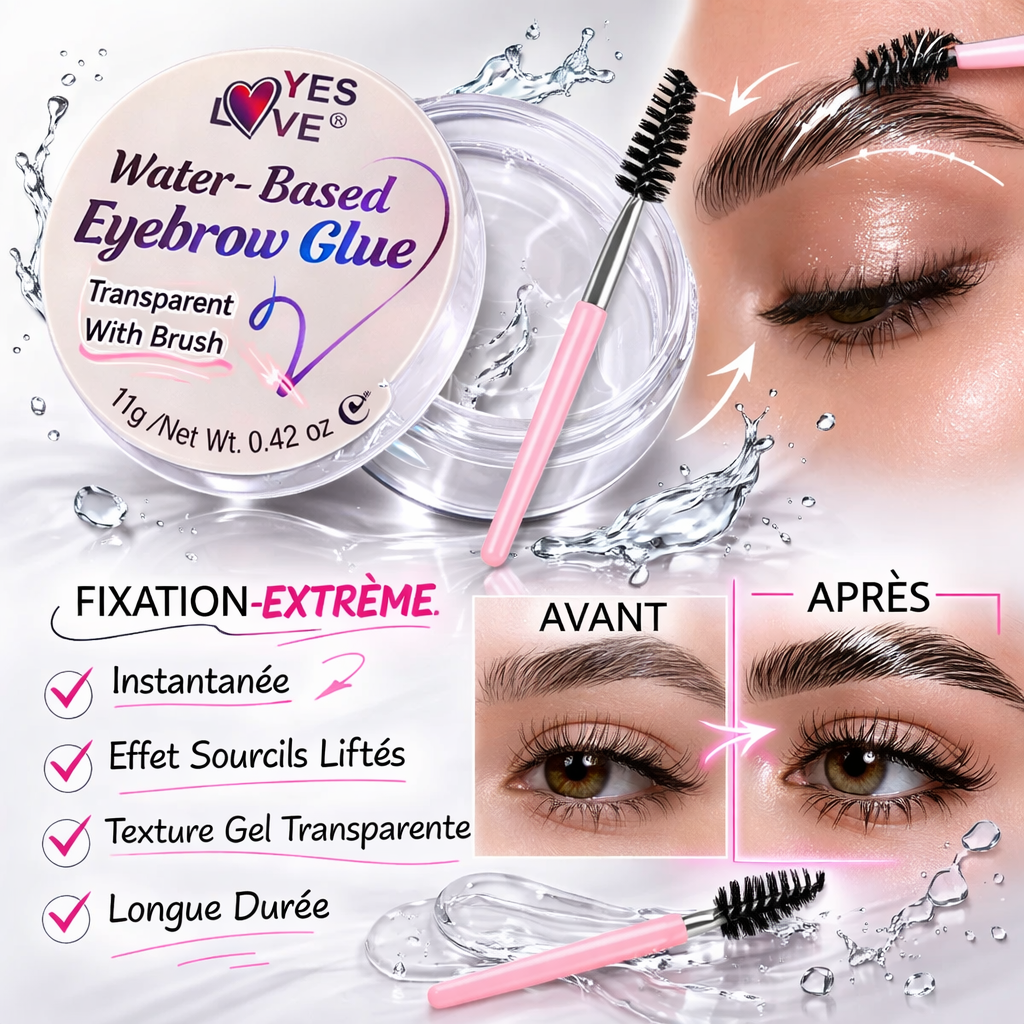 Eyebrow Glue 11 g – Gel fixateur sourcils transparent tenue extrême, effet salon professionnel, fixation instantanée longue durée OCIBEL