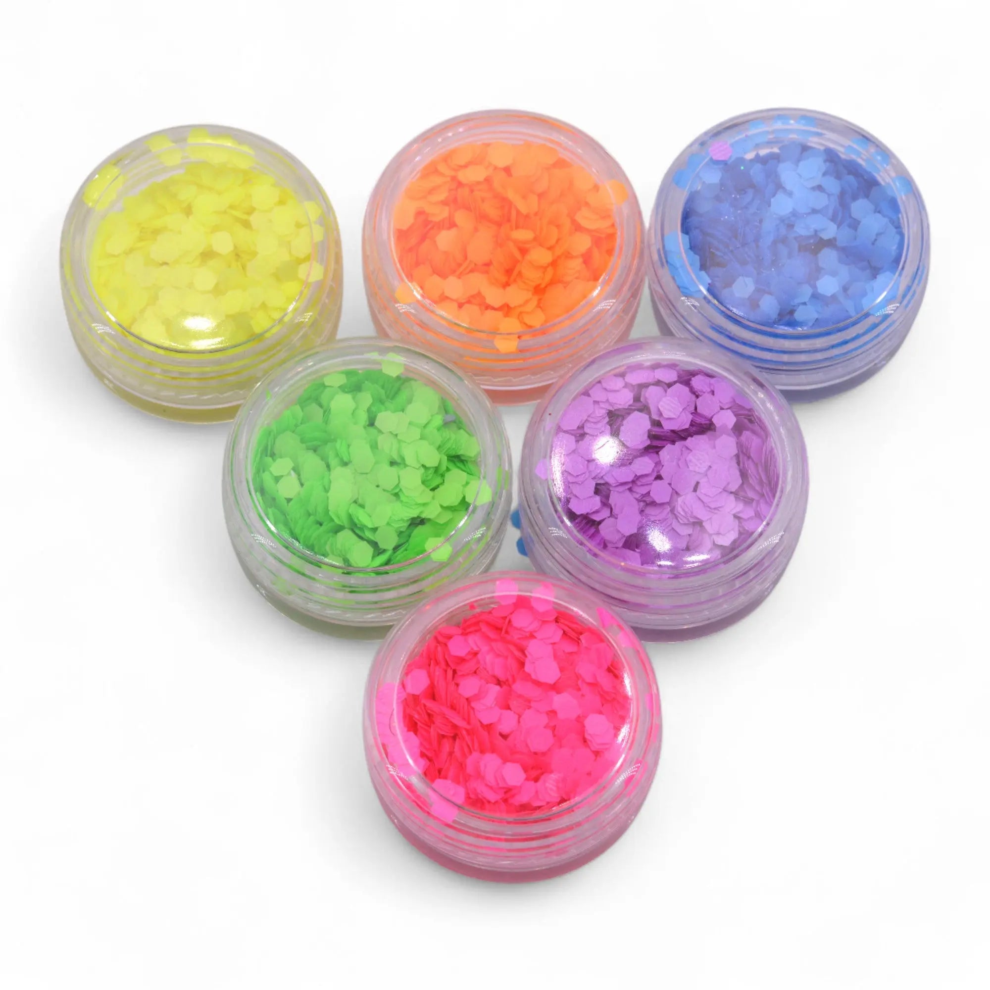 Lot de 6 Paillettes Effet Papier Hexagonal Fluo OCIBEL