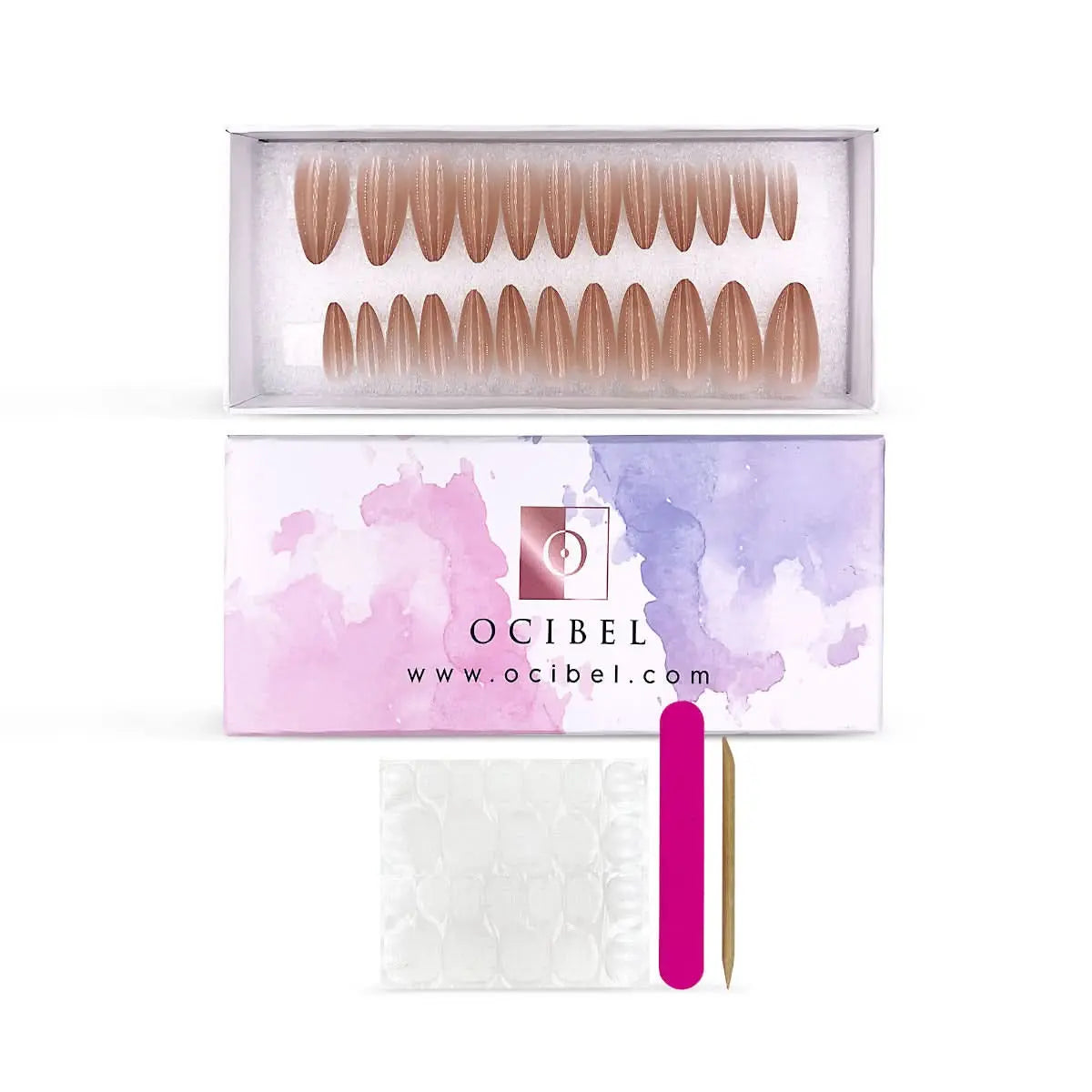 Press On Nails Faux Ongles Réutilisables - Medium Amande dégradé Nude OCIBEL