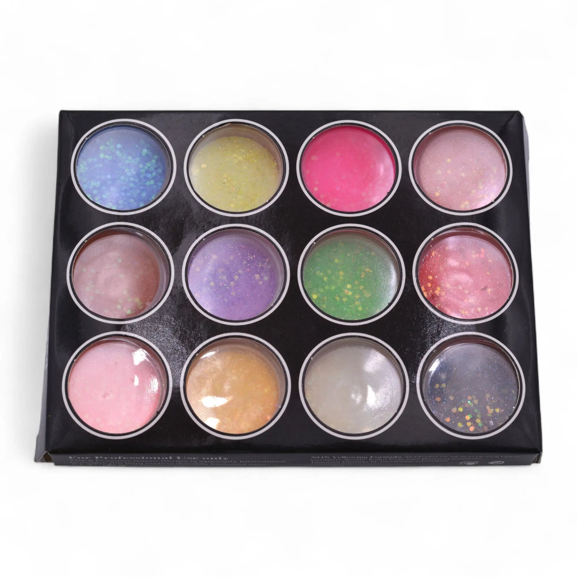 Lot de 12 Poudres Acrylique Teintées avec Paillettes OCIBEL