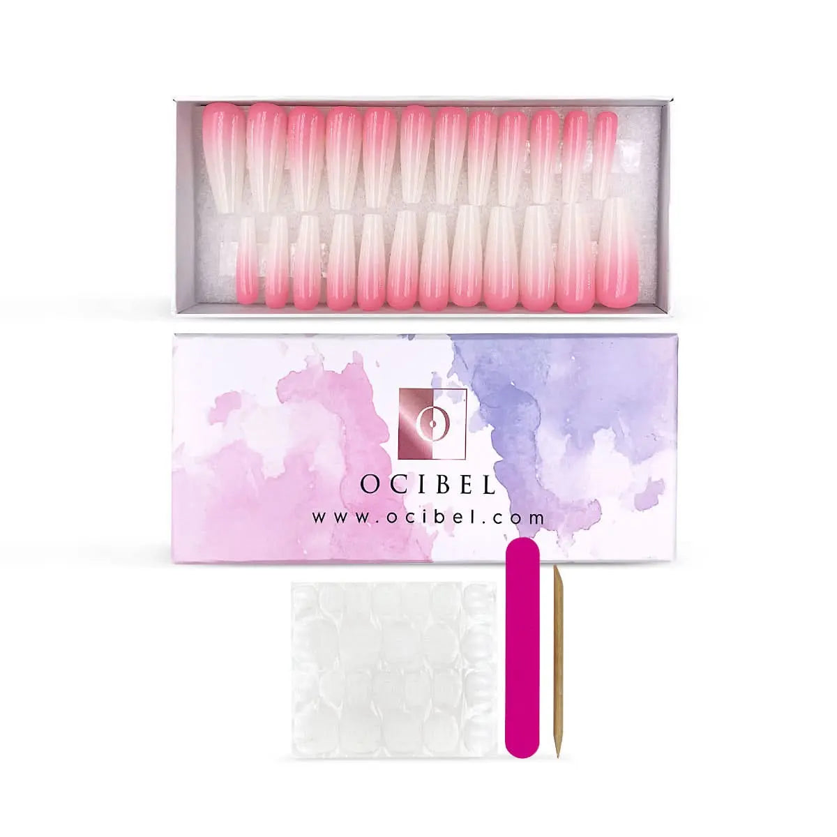 Press On Nails Faux Ongles Réutilisables - Long Coffin Babyboomer OCIBEL