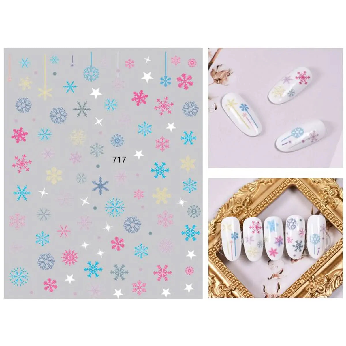 Sticker Nail Art Coloré Noël - Flocons OCIBEL